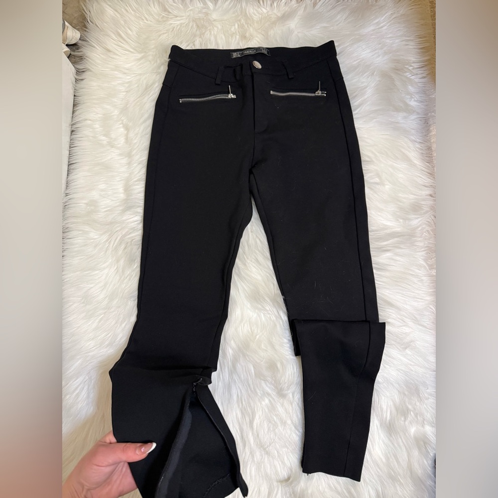 Zara Black Trousers with Button Detail